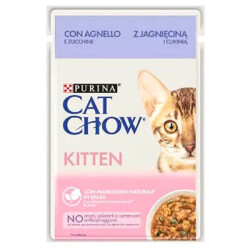 Cat Chow Pouch Kitten Kuzu Etli ve Kabaklı Yavru Kedi Yaş Maması 85 Gr - CAT CHOW