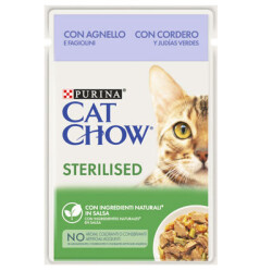 Cat Chow Pouch Sterilised Kuzu ve Yeşil Fasülyeli Kısırlaştırılmış Kedi Yaş Maması 85 Gr - CAT CHOW