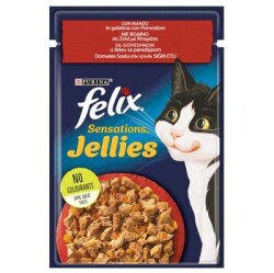 Felix Pouch Sensations Jellies Sığır Etli ve Domatesli Yaş Kedi Maması 85 Gr - FELIX