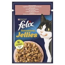 Felix Pouch Sensations Jellies Somon ve Karidesli Yaş Kedi Maması 85 Gr - FELIX