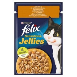 Felix Pouch Sensations Jellies Tavuk Etli ve Havuçlu Yaş Kedi Maması 85 Gr - FELIX