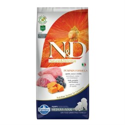 N&D Pumpkin Tahılsız Balkabaklı Kuzu Etli Yaban Mersinli Medium Maxi Yavru Kuru Köpek Maması 12 Kg - N&D