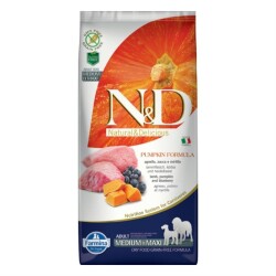 N&D Pumpkin Tahılsız Balkabaklı Kuzu Etli Yaban Mersinli Medium Maxi Yetişkin Kuru Köpek Maması 12 Kg - N&D